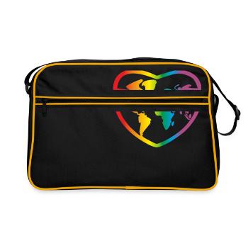 Lgbt Rainbow World, Gay Pride - Sac Retro - noir/or - Devant