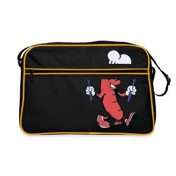 Sausage Grill Dessin animé - Sac Retro - noir/or - Devant