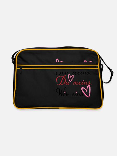 Valentinstag Jahrestag Romantik Sprüche Verliebte - Retro Tasche - Schwarz/Gold - Vorne