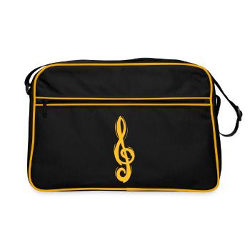 Touche de violon en sol, dessinée à la main. Musicien - Sac Retro - noir/or - Devant