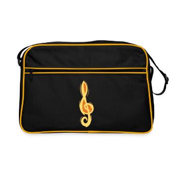 Touche de violon en sol, dessinée à la main. Musicien - Sac Retro - noir/or - Devant