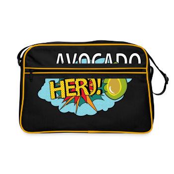 Avocado Hero - Pop-Art - Retro Tasche - Schwarz/Gold - Vorne