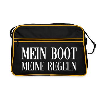 Mein Boot - Meine Regeln - Kapitän - Retro Tasche - Schwarz/Gold - Vorne