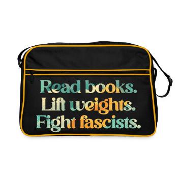 Lisez des livres. Soulevez des poids. Combattez les fascistes. - Sac Retro - noir/or - Devant