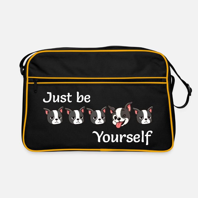 Boston - Sei einfach du selbst - Weißer Text Retro Tasche