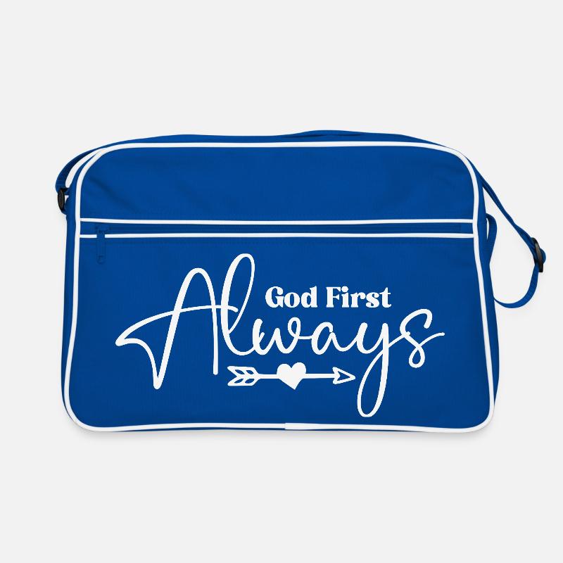 God First Always Script Heart Retro Bag