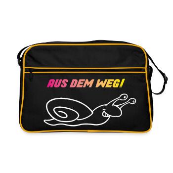 Aus dem Weg – Ich Eile mit Weile - Retro Tasche - Schwarz/Gold - Vorne