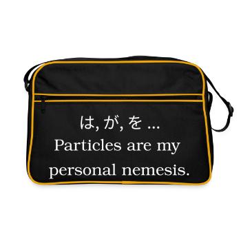 Partikeldrama: Japanische Grammatik - Retro Tasche - Schwarz/Gold - Vorne