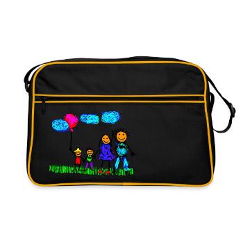 happy family - Retro Tasche - Schwarz/Gold - Vorne