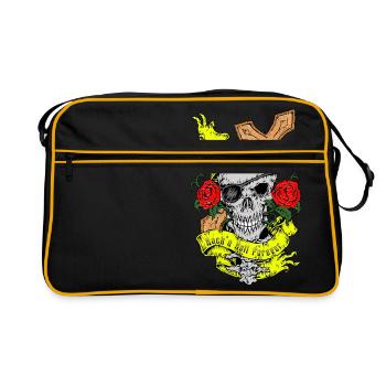 roses crâne croix Rock n Roll Rockabilly Art - Sac Retro - noir/or - Devant