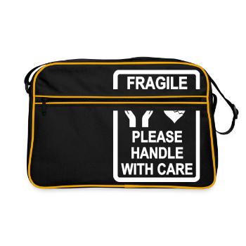 white fragile heart - Retro Bag - black/gold - Front