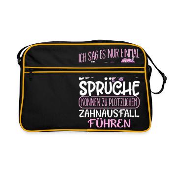 Einhorn Blöde Sprüche - Retro Tasche - Schwarz/Gold - Vorne