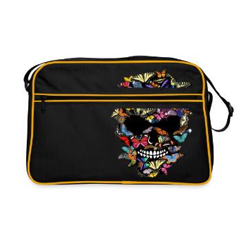tete de mort papillon skull forme crane fantaisie - Sac Retro - noir/or - Devant