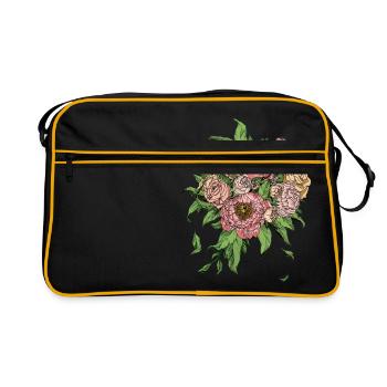 Les fleurs sont le sourire de la terre. Ralph Waldo Emer - Sac Retro - noir/or - Devant