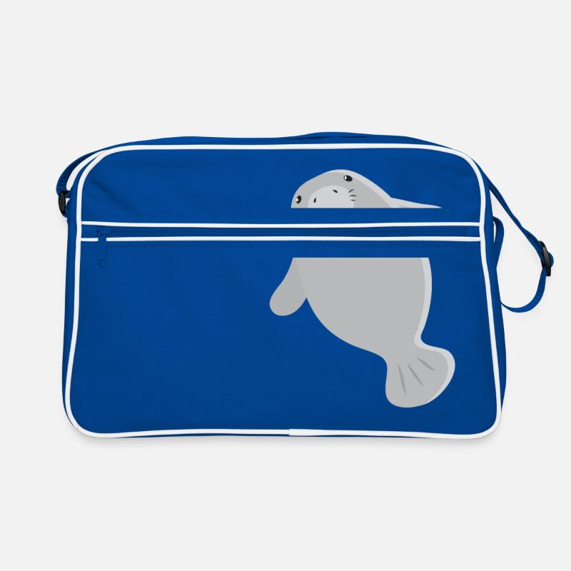 Super cute single grey manatee Retro Bag