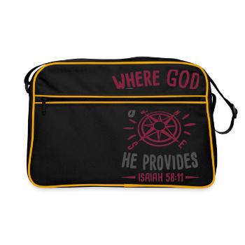 Where God Guides He Provides Isaiah 58:11 - Retro Bag - black/gold - Front