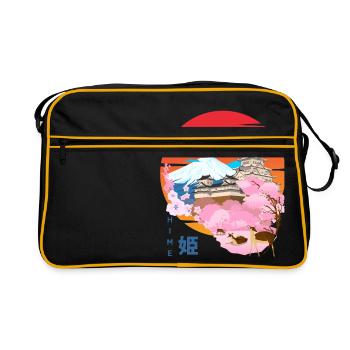 Japanische Prinzessin Sakura Castle - Retro Tasche - Schwarz/Gold - Vorne