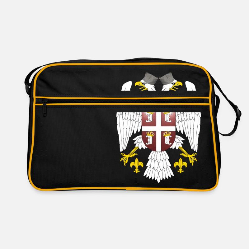Wappen Serbien - Retro Tasche - Schwarz/Gold
