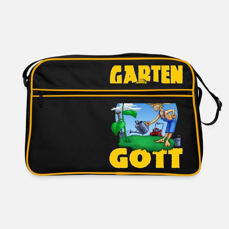 Garten Gott Sonnenblume no problem RAHMENLOS - Retro Tasche - Schwarz/Gold