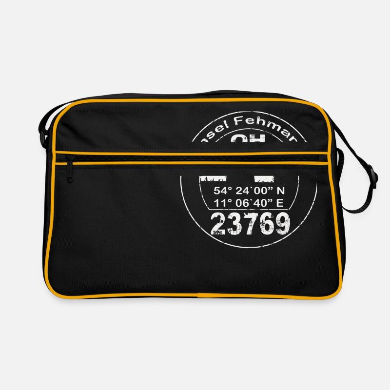 Fehmarn Stempel - Retro Tasche - Schwarz/Gold