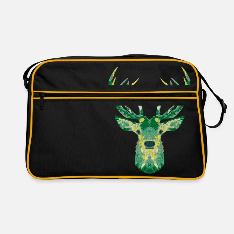 Hirsche - Retro Tasche - Schwarz/Gold