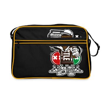 STREET SCHOKOLADE - Lustige Comic Cartoon Geschenk - Retro Tasche - Schwarz/Gold - Vorne