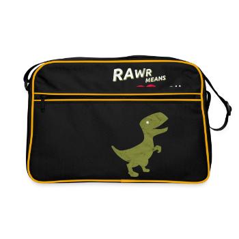 RAWR signifie Je t'aime dans le dinosaure Saint Valentin - Sac Retro - noir/or - Devant