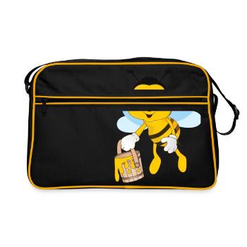 miel abeille apiculteur rucher abeille - Sac Retro - noir/or - Devant