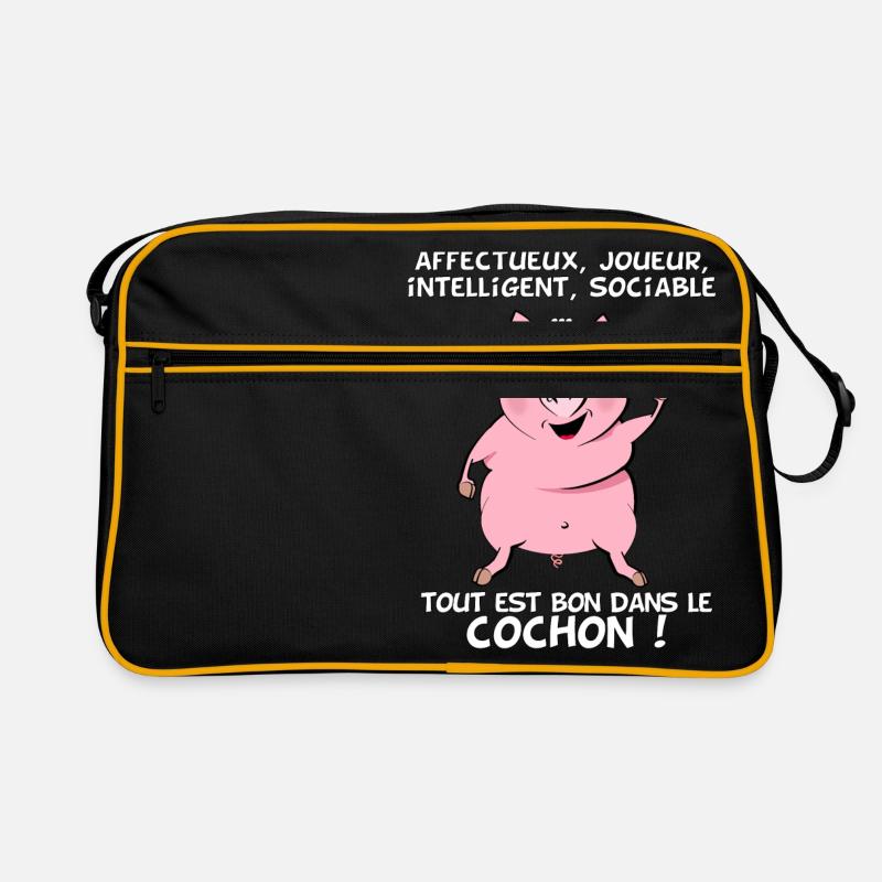 Tout est bon dans le cochon ! - Sac Retro - noir/or