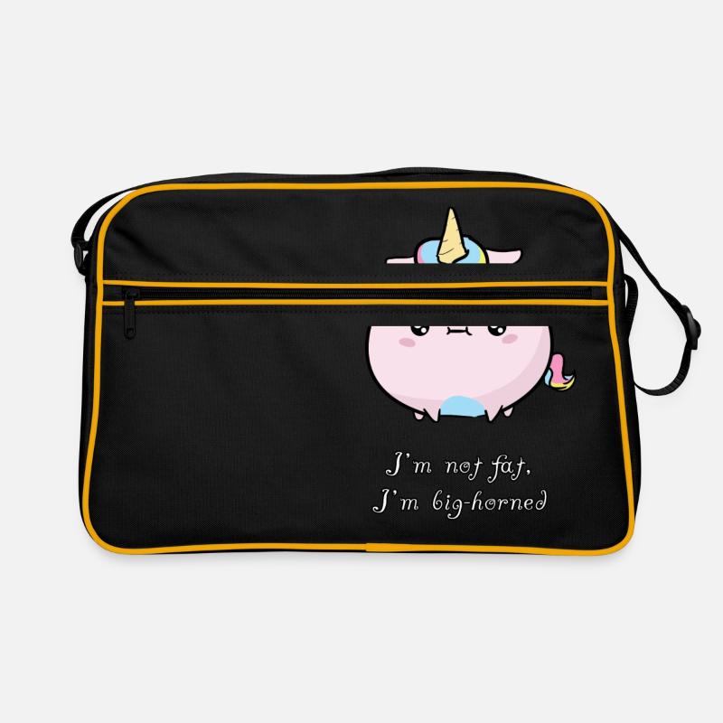 Licorne mignon mignon gros - Sac Retro - noir/or