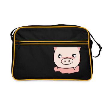 Pig piglets - Retro Bag - black/gold - Front