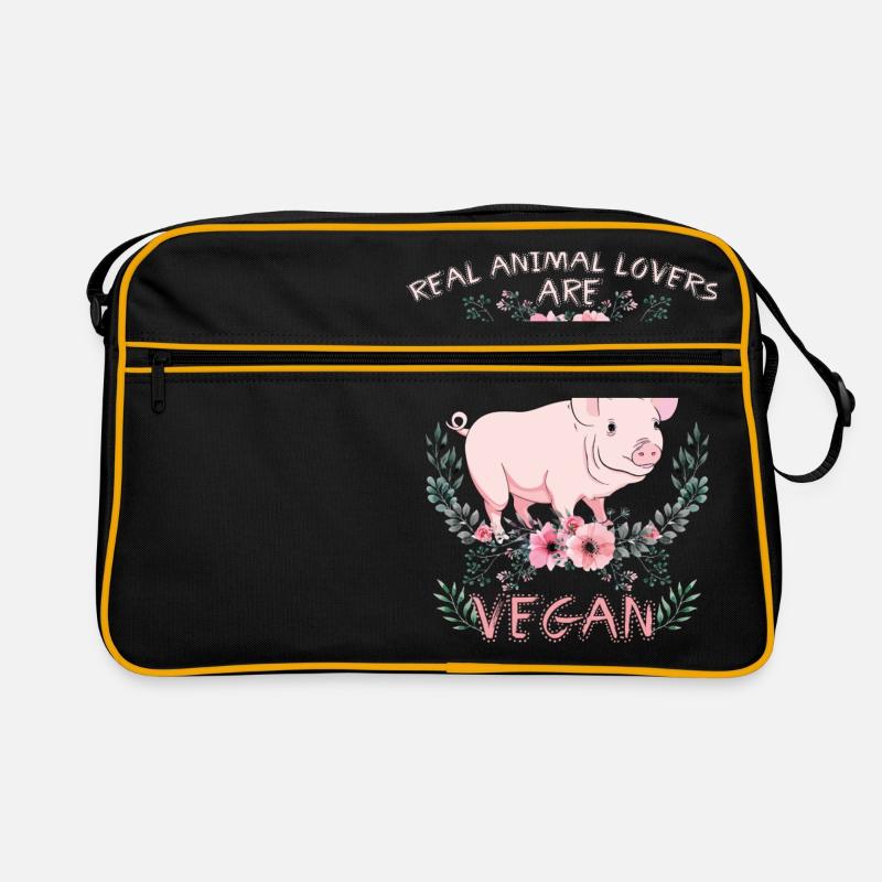 Veganer Vegetarier Tierschutz Geschenkidee Retro Tasche
