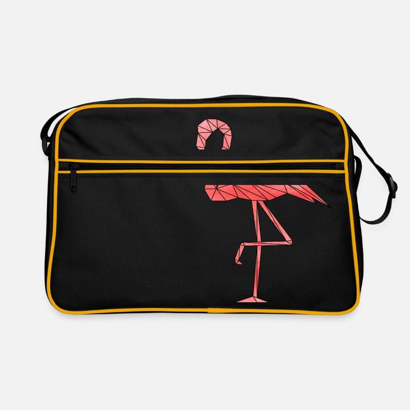 Flamingo géométrique - Sac Retro - noir/or