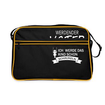 Werdender Vater - Retro Tasche - Schwarz/Gold - Vorne