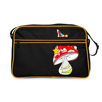 Red mushroom - fly agaric - Retro Bag - black/gold - Front