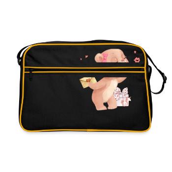 bear kiss valentine | bear love Valentine's Day - Retro Bag - black/gold - Front