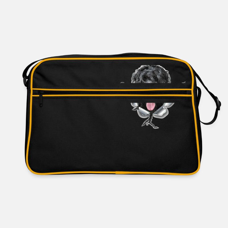 RussischerSchwarzerTerrier Metall - Retro Tasche - Schwarz/Gold