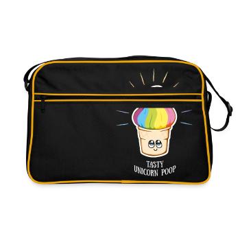 unicorn shirt, unicorn poop - Retro Tasche - Schwarz/Gold - Vorne