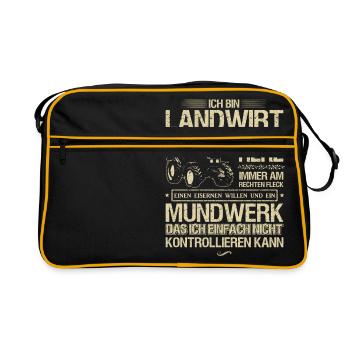 Landwirt-T-Shirt für Männer - Landwirt mit Herz - Retro Tasche - Schwarz/Gold - Vorne