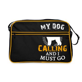 My Dog Is Calling Portuguese Water Dog - Retro Bag - black/gold - Front