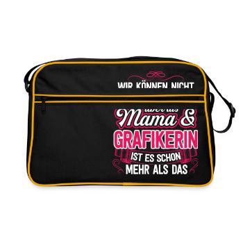 GRAFIKERIN - Mama - Retro Tasche - Schwarz/Gold - Vorne