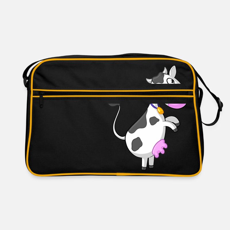 Neugierige Comic Kuh Retro Tasche