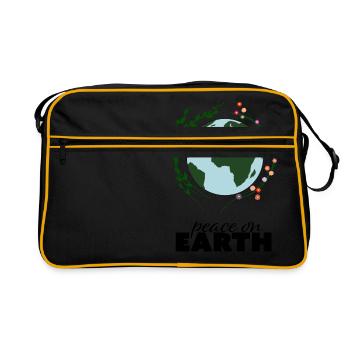 Paix sur terre, paix, liberté, idée de cadeau - Sac Retro - noir/or - Devant