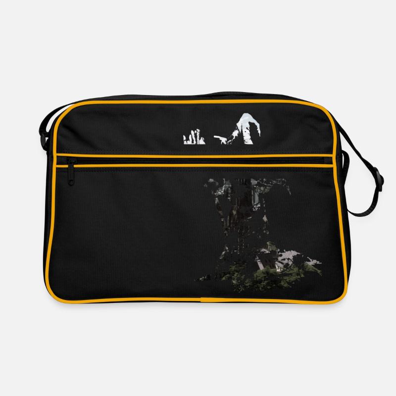 Debout sorcière avec balai comme une touche de couleur - Sac Retro - noir/or