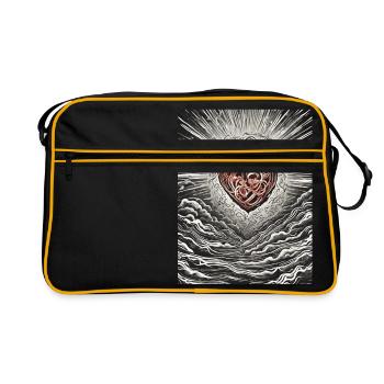 "Radiant Abstract Heart" - Retro Bag - black/gold - Front