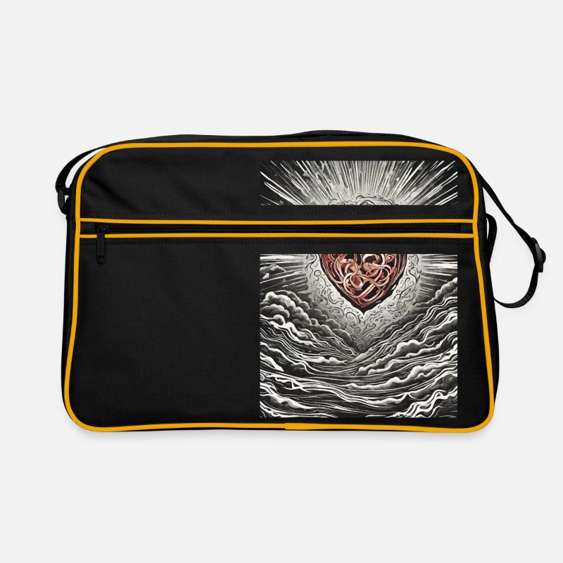 "Strahlendes abstraktes Herz" Retro Tasche