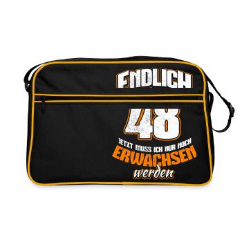 Endlich 48 - Jetzt muss ich noch erwachsen werden - Retro Tasche - Schwarz/Gold - Vorne