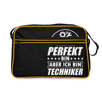 Lustiges Technik Techniker Shirt Nicht Perfekt - Retro Tasche - Schwarz/Gold - Vorne