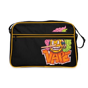 Vape - Maske mit Toupé aus buntem Qualm. - Retro Tasche - Schwarz/Gold - Vorne