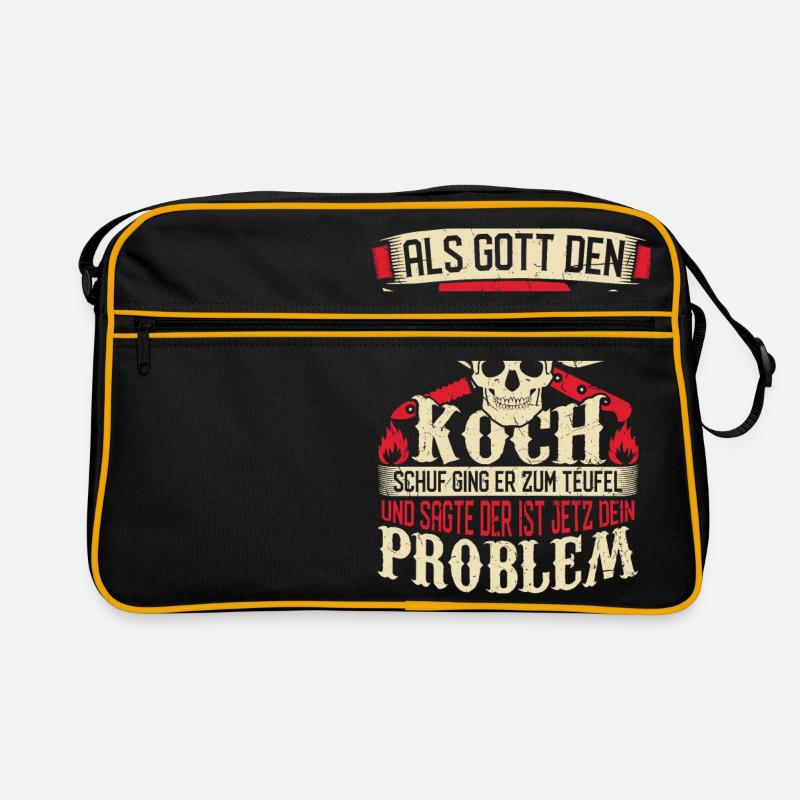God created the cook - Retro Bag - black/gold